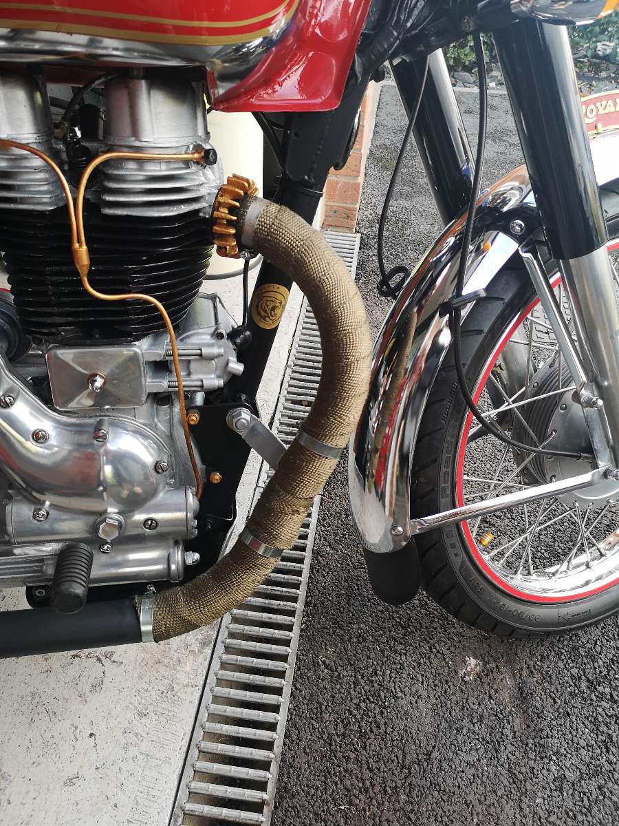 Stephen R’s Royal Enfield in Worksop with a Tiger Forge Designs sticker